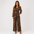 Vince Camuto Long-Sleeve Multicolor Floral Self-Tie Jumpsuit