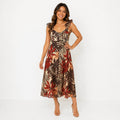 Siena Printed Multicolor Chiffon Midi Dress