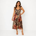 Siena Printed Multicolor Chiffon Midi Dress