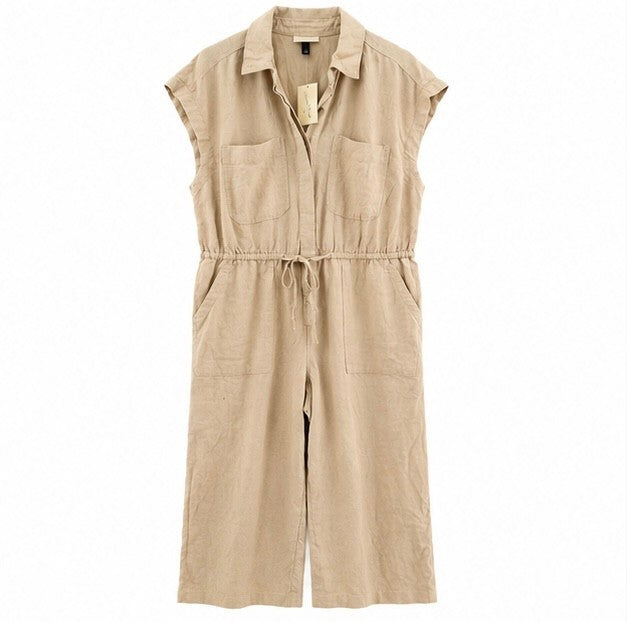Universal Thread High Rise Tan Linen Jumpsuit