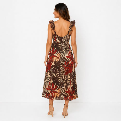 Siena Printed Multicolor Chiffon Midi Dress