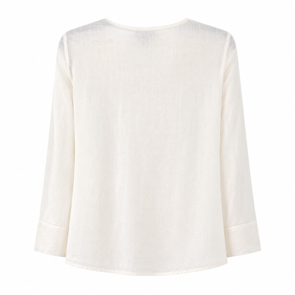 JM Collection Split-Neck Beaded Linen-Blend 3/4-Sleeve Top