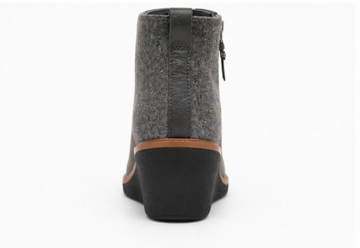 Dr. Scholl's Bianca Gray Fabric Suede Wedge Booties