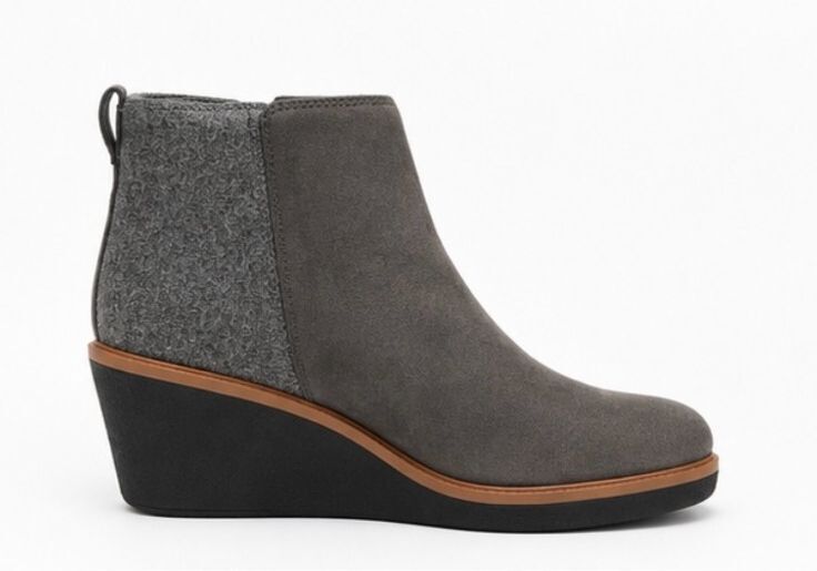 Dr. Scholl's Bianca Gray Fabric Suede Wedge Booties