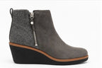 Dr. Scholl's Bianca Gray Fabric Suede Wedge Booties
