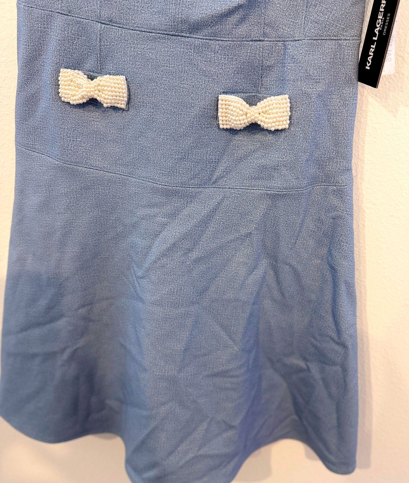 Karl Lagerfeld Light Blue Women's Fit and Flare Sleeveless Dress Women