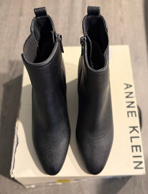 Anne Klein Black Valore Pointed Toe Wedge Booties